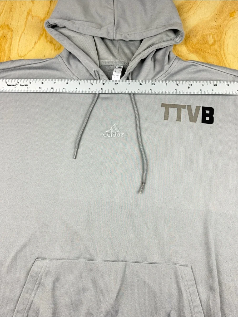 adidas Men's Light Gray Crewneck Hoodie with Black Sleeve Stripes